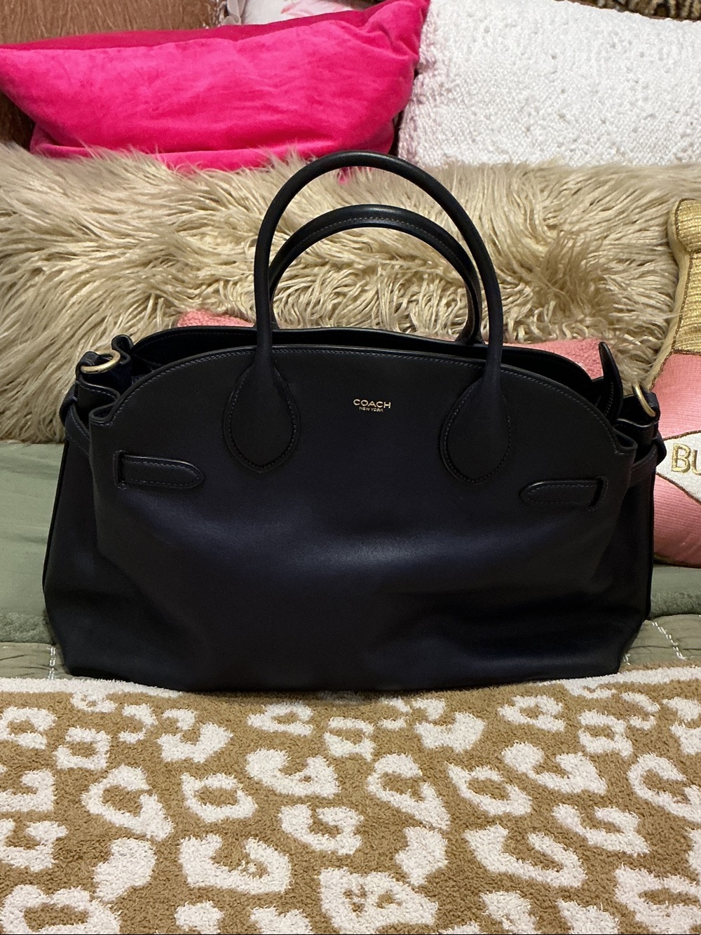 Coach Black Leather Double-Handle Satchel